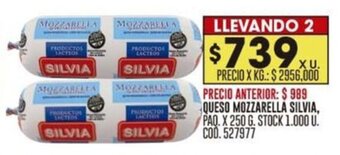 Coto QUESO MOZZARELLÄ SILVIA, PAQ. X 250 G. LLEVANDO 2 oferta