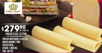 Coto QUESO BARRA TYBO ESTILO REAL, X 100 G. oferta