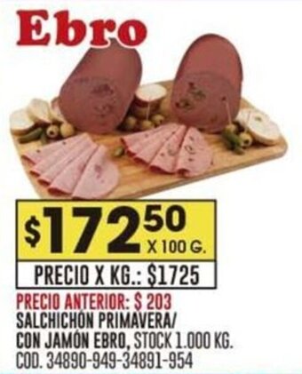 Coto SALCHICHON PRIMAVERA / CON JAMON EBRO, X 100 G. oferta