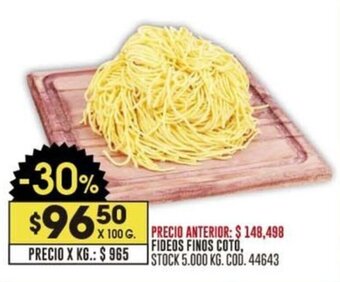 Coto FIDEOS FINOS COTO, X 100 G. oferta