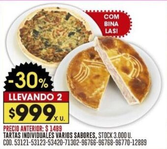 Coto TARTAS INDIVIDUALES VARIOS SABORES, X U. LLEVANDO 2 oferta