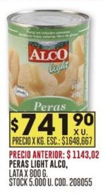 Coto PERAS LIGHT ALCO, LATA X 800 G. oferta