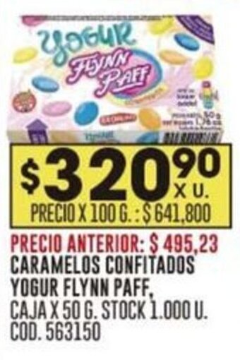 Coto CARAMELOS CONFITADOS YOGUR FLYNN PAFF, CAJA X 50 G. oferta