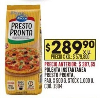Coto POLENTA INSTANTANÉA PRESTO PRONTA, PAQ. X 500 G. oferta