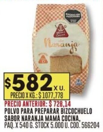 Coto POLVO PARA PREPARAR BIZCOCHUELO SABOR NARANJA MAMÁ COCINA, PAQ. X 540 G. oferta