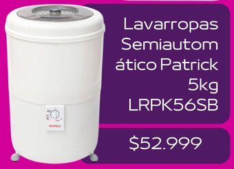 Frávega Lavarropas Semiautom ático Patrick 5kg LRPK56SB oferta