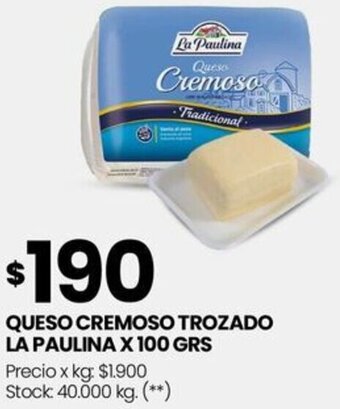Changomas QUESO CREMOSO TROZADO LA PAULINA X 100 GRS oferta