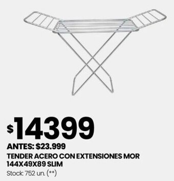 Changomas TENDER ACERO CON EXTENSIONES MOR 144X49X89 SLIM oferta