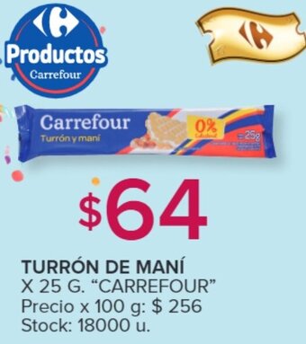 Carrefour TURRÓN DE MANÍ X 25 G. oferta