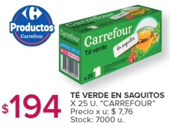 Carrefour TÉ VERDE EN SAQUITOS X 25 U. oferta