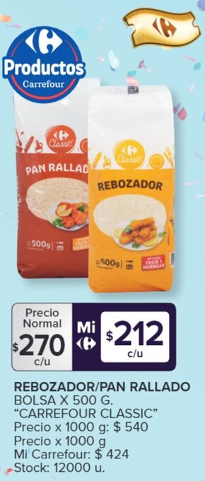 Carrefour REBOZADOR/PAN RALLADO BOLSA X 500 G. oferta