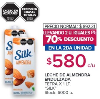 Carrefour LECHE DE ALMENDRA ENDULZADA TETRA X 1 LT. oferta