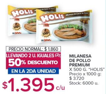 Carrefour HOLIS MILANESA DE POLLO PREMIUM X 500 G oferta
