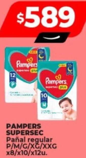 Supermayorista Vital PAMPERS SUPERSEC Pañal regular P/M/G/XG/XXG x8/x10/x12u. oferta
