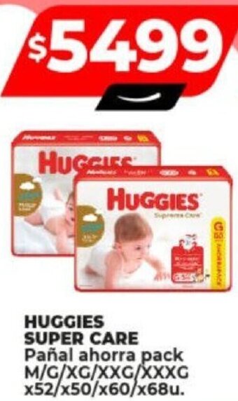 Supermayorista Vital HUGGIES SUPER CARE Pañal ahorra pack M/G/XG/XXG/XXXG x52/x50/x60/x68u. oferta