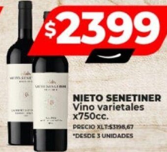 Supermayorista Vital NIETO SENETINER Vino varietales x750cc. oferta