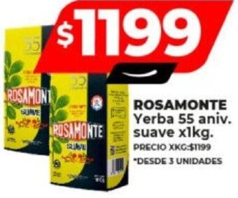Supermayorista Vital ROSAMONTE Yerba 55 aniv. suave x1kg. oferta
