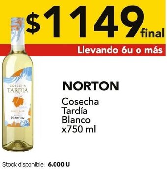 Nini Mayorista NORTON Cosecha Tardía Blanco x750 ml oferta