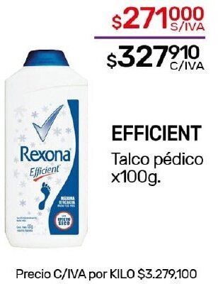 Nini Mayorista EFFICIENT Talco pédico x100g. oferta