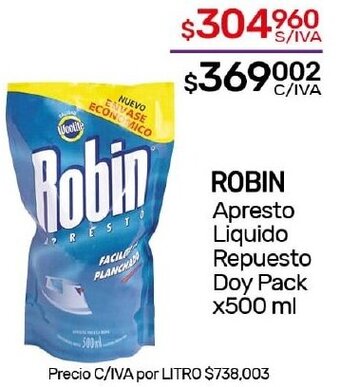 Nini Mayorista ROBIN Apresto Liquido Repuesto Doy Pack x500 ml oferta