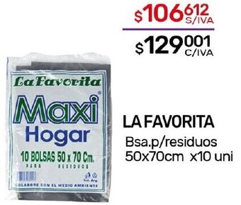 Nini Mayorista LA FAVORITA Bsa.p/residuos 50x70cm x10 uni oferta
