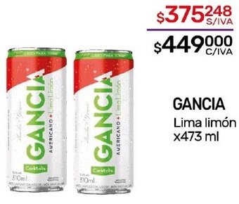 Nini Mayorista GANCIA Lima limón x473 ml oferta