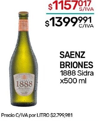 Nini Mayorista SAENZ BRIONES 1888 Sidra x500 ml oferta