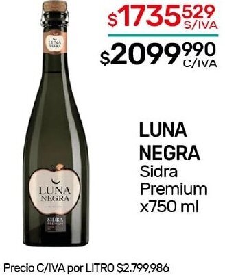 Nini Mayorista LUNA NEGRA Sidra Premium x750 ml oferta