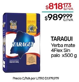 Nini Mayorista TARAGUI Yerba mate 4Flex Sin palo x500 g oferta