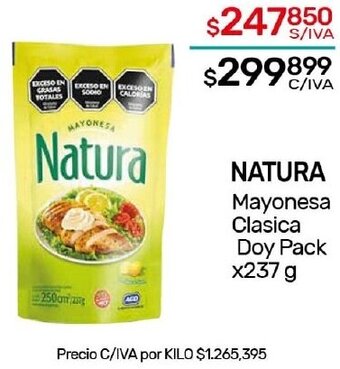 Nini Mayorista NATURA Mayonesa Clasica Doy Pack x237 g oferta