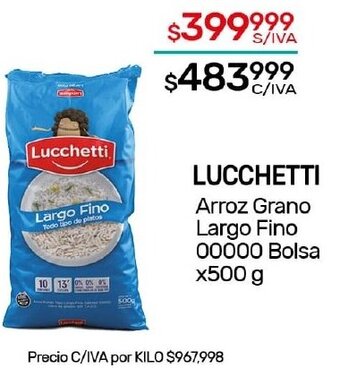 Nini Mayorista LUCCHETTI Arroz Grano Largo Fino 00000 Bolsa x500 g oferta