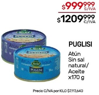 Nini Mayorista PUGLISI Atún Sin sal natural/ Aceite X 170G oferta