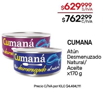Nini Mayorista CUMANA Atún Desmenuzado Natural/ Aceite X 170G oferta