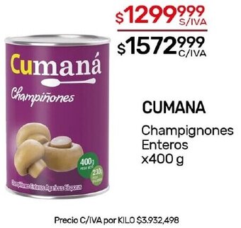 Nini Mayorista CUMANA Champignones Enteros X 400G oferta