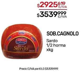 Nini Mayorista SOB.CAGNOLO Sardo 1/2 horma xkg oferta