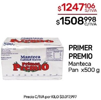 Nini Mayorista PRIMER PREMIO Manteca Pan x500 g oferta