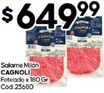 Diarco CAGNOLI Salame Milán Feteado x 180 Gr oferta