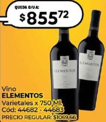 Diarco Vino ELEMENTOS Varietales x 750 ML oferta