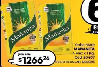 Diarco Yerba Mate MAÑANITA 4 Flex x 1kg oferta