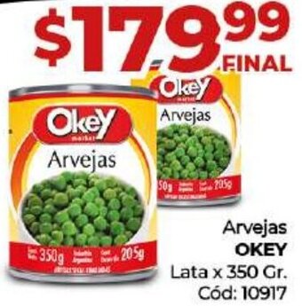 Diarco OKEY Arvejas Lata x 350 Gr. oferta