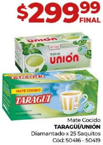 Diarco TARAGÜÍ/UNIÓN Mate Cocido Diamantado x 25 Saquitos oferta