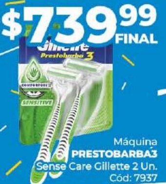 Diarco Máquina PRESTOBARBA3 Sense Care Gillette 2 Un. oferta