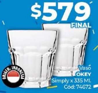 Diarco Vaso OKEY Simply x 335ML oferta