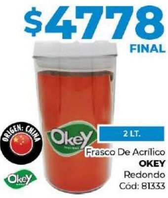 Diarco Frasco De Acrílico OKEY Redondo oferta