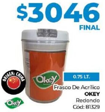 Diarco Frasco De Acrilico OKEY Redondo oferta