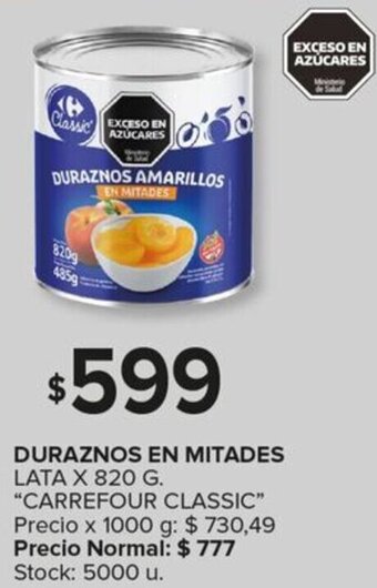 Carrefour Maxi DURAZNOS EN MITADES LATA X 820 G oferta