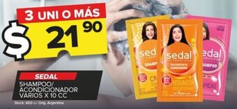 Carrefour Maxi SEDAL SHAMPOO/ ACONDICIONADOR VARIOS X 10 CC oferta