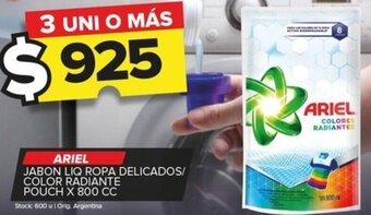 Carrefour Maxi ARIEL JABON LIQ ROPA DELICADOS/ COLOR RADIANTE POUCH X 800 CC oferta