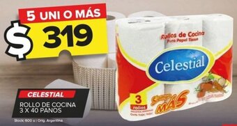 Carrefour Maxi CELESTIAL ROLLO DE COCINA 3 X 40 PANOS oferta