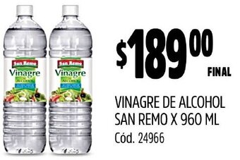 Supermercados Yaguar VINAGRE DE ALCOHOL SAN REMO X 960 ML oferta